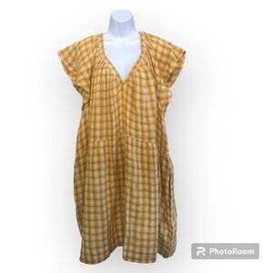 Old Navy Yellow  Plaid Flutter-Sleeve Mini Swing Dress Plus Size 4X